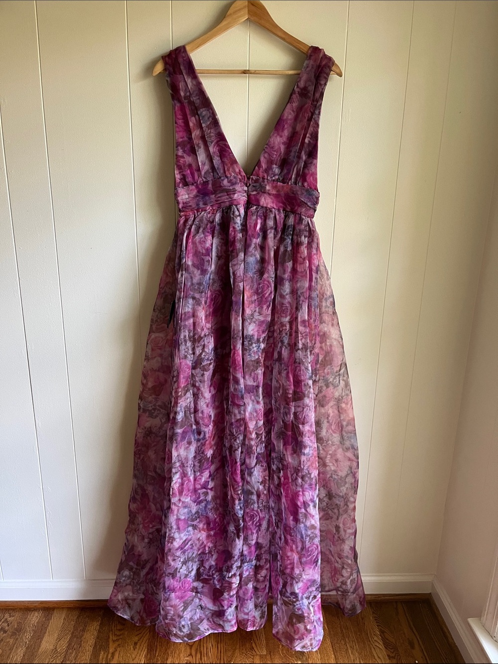 NWT Lulus Garden Floral Romance Sheer V-Neck Maxi Dress Sz Med - Picture 8 of 16
